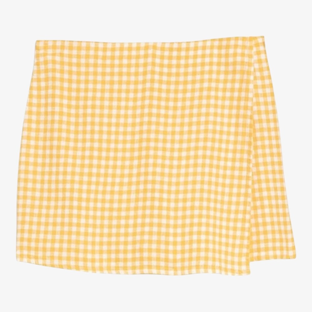 Old Navy Skort High-Waisted Linen-Blend Gingham Yellow Women's Size S NWT - Picture 2 of 7